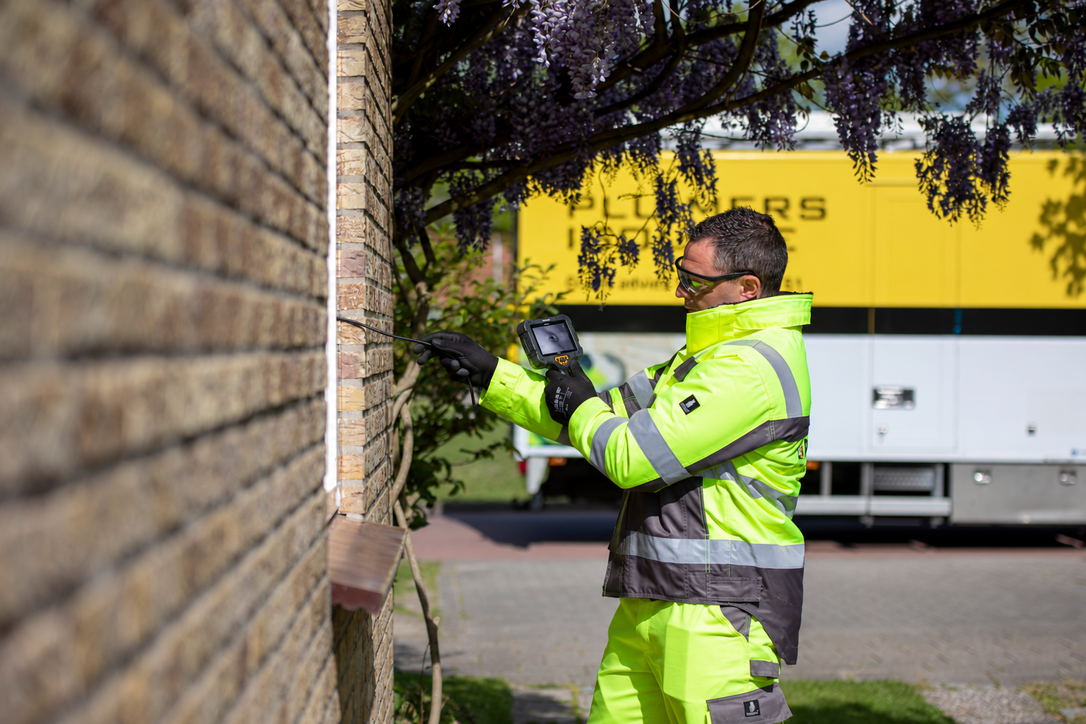 Pluimers medewerker bij een woning